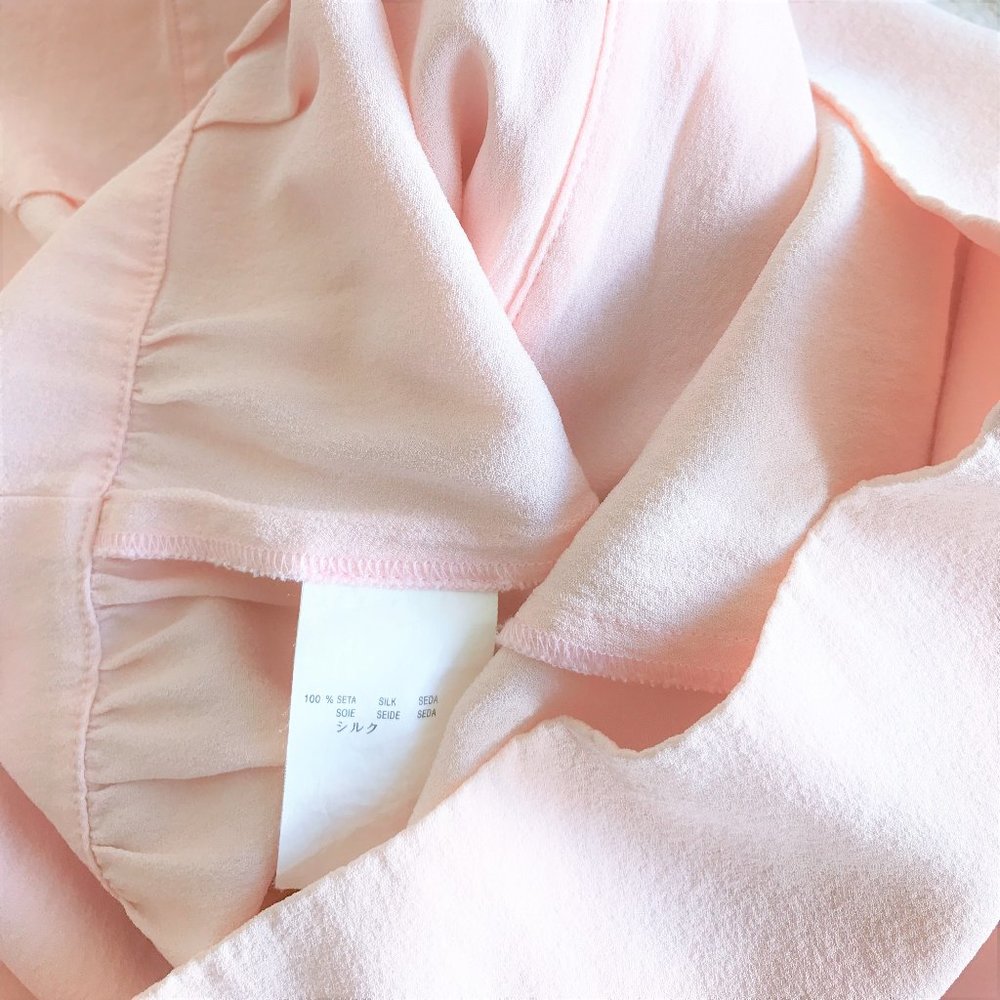 Valentino Pink Silk Crepe Ruffle Snap Front Dress - Picture 9 of 9